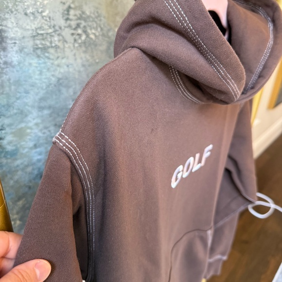 Golf Wang Men’s brown sweatshirt/hoodie with white Golf logo, size small - Picture 8 of 13